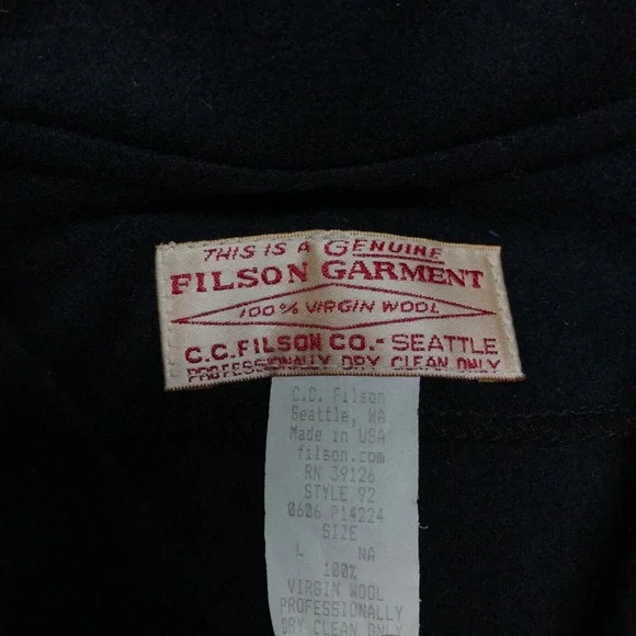 CC Filson Tin Cloth Packer Coat Jacket Mens L Brown Oil Finish Wool Liner USA - Picture 16 of 16